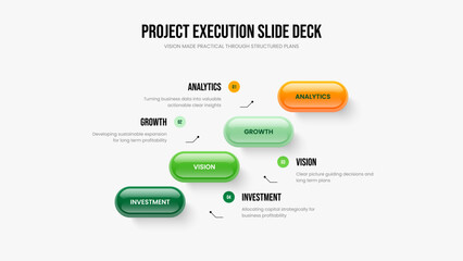 Obraz premium Modern Solution Slideshow Layout Vector Illustration. Marketing Showcase 4 Element Infographic Slide Design. Company Overview Four Option Diagram Frame Template.