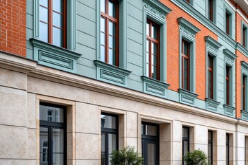 Obraz premium Building facade featuring brick and plaster wall textures