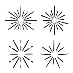 Fototapeta premium Collection of Hand Drawn Sunburst Spark and Light Ray Silhouettes for Vintage Celebration and Creative Design Elements Vector Icon Illustration