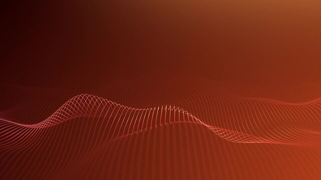 Abstract orange wave background, clean simple soft blurred motion design, glowing linear data flow surface, technology business energy concept, modern digital grid landscape, seamless loop, 4K 60fps