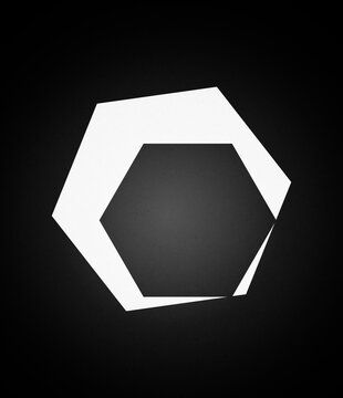 Abstract black and white geometric hexagon shape illustration