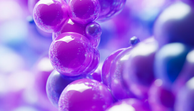 Abstract glossy purple bubble rendering in macro view