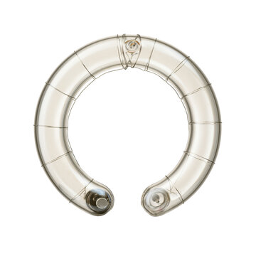 Circular xenon flash tube component for strobe lighting isolated. Transparent PNG image.