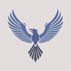 Fototapeta premium Majestic blue avian symbol soaring with powerful grace and geometric elegance, representing freedom and strength
