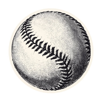 Vintage Halftone Baseball Sticker - Retro Sport Decal Isolated on Transparent Background (PNG)