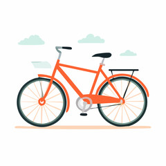 Fototapeta premium Orange Bicycle with Clouds