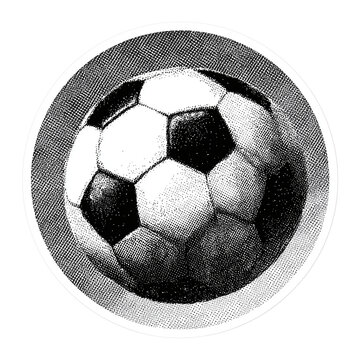 Halftone Soccer Ball Sticker - Black and White Football Illustration Isolated on Transparent Background (PNG)