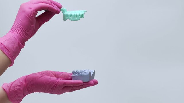 Dental Impression Tray on Plaster Teeth Model