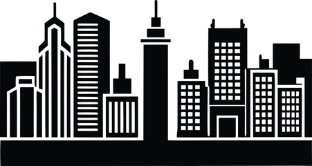 Modern City Skyline Silhouette with Skyscrapers and High-Rise Buildings © Muktadir Billa