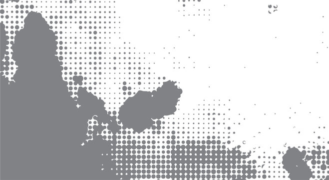 Distressed halftone dot texture, vintage gray pop art gradient background, abstract grunge screen print pattern in EPS format