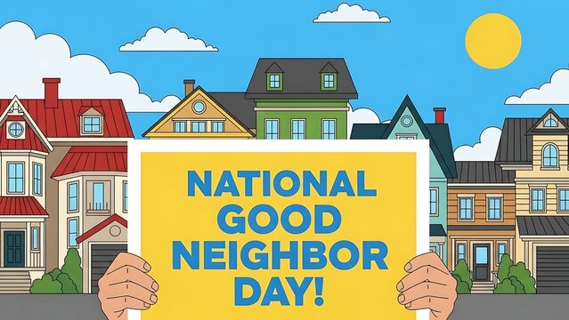 National Good Neighbor Day celebration with colorful houses