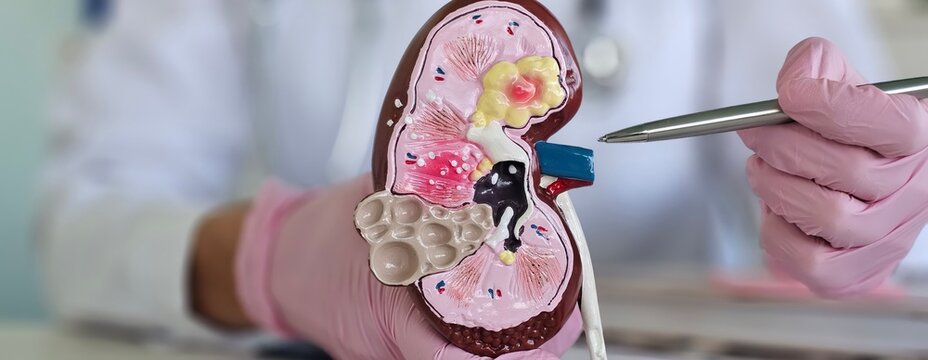 Kidney disease, Chronic kidney disease ckd, Doctor hold human model to treat