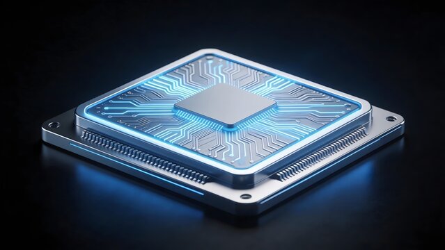Microchip with glowing circuitry