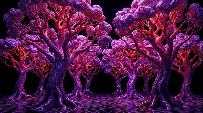 Surreal Colorful Trees in a Dreamlike Forest Surreal Colorful Trees Dreamlike Forest Vibrant Colors Fantasy Landscape Artistic Trees Abstract Nature. Concept featuring surreal, colorful trees, drea...