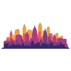 Obraz premium Vibrant Cityscape Silhouette at Sunset