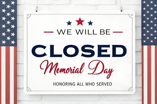Memorial Day Closed Sign, We Will Be Closed Memorial Day, Memorial Day Closure Sign, Honoring All Who Served Closed Sign, Memorial Day Business Closed Sign