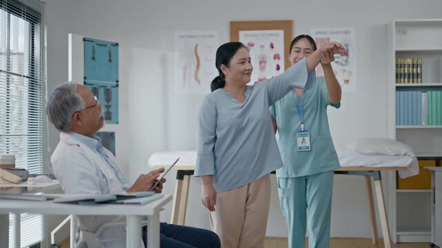 Asian professional doctor providers deliver consultation to senior woman patient.healthcare help,feedback or support,optimal wellness.medical with Asian doctor talking or speaking of test results