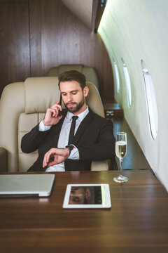 Businessman on private jet
