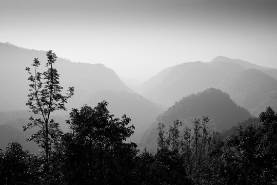 misty morning in the mountains