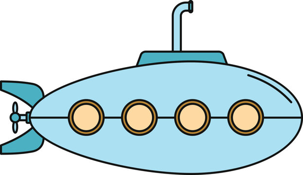 Submarine with a periscope navigating the deep ocean, exploring marine life
