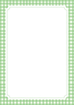 ナチュラルなグリーンのギンガムチェッククラシックフレーム｜背景・枠・カフェ・メニュー・かわいい
Natural green gingham check classic frame background, cafe menu cute rustic design