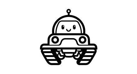 Fototapeta premium Smiling robot car illustration.