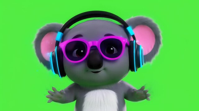 3D Animated Cute Koala with Sunglasses and Headphones