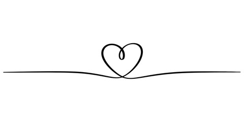 Continuous single line drawing of a heart shape symbol representing love and romance for wedding or valentine day greeting card design Vector, illustration © Vector Line Drawing