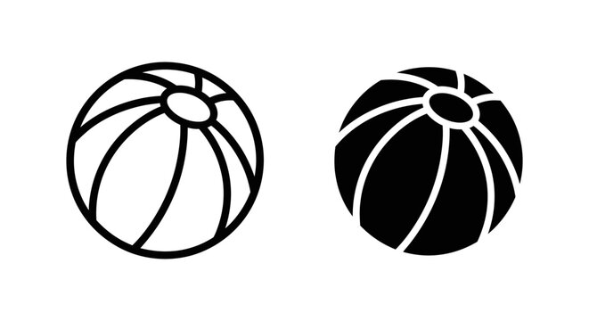 Beach ball icon set, vector illustration of inflatable toy for summer vacation and pool games