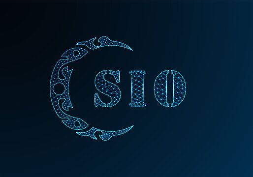 Low poly letter logo SIO design. SIO letter logo low poly vector design on blue color gradient background. SIO logo low poly design