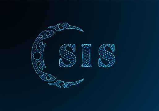 Low poly letter logo SIS design. SIS letter logo low poly vector design on blue color gradient background. SIS logo low poly design