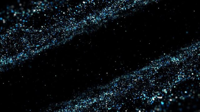 blue particle waves abstract background with central copy space and bokeh