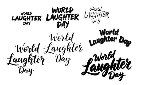  World Laughter Day Handwritten Calligraphy and Brush Lettering Typography Collection in Multiple Creative Script Styles for Festival Celebration Greeting Card and Social Media Design