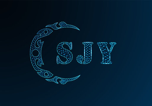 Low poly letter logo SJY design. SJY letter logo low poly vector design on blue color gradient background. SJY logo low poly design