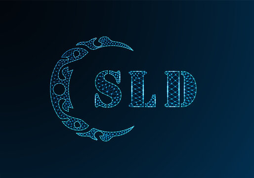 Low poly letter logo SLD design. SLD letter logo low poly vector design on blue color gradient background. SLD logo low poly design