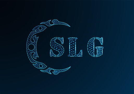 Low poly letter logo SLG design. SLG letter logo low poly vector design on blue color gradient background. SLG logo low poly design