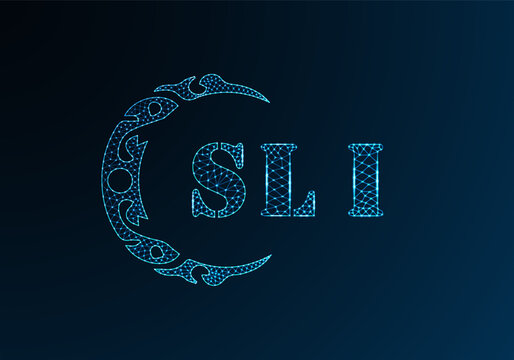 Low poly letter logo SLI design. SLI letter logo low poly vector design on blue color gradient background. SLI logo low poly design