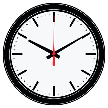 Clock Face with Hands Showing Time, Round with Black Border