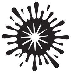 Obraz premium Dynamic black paint splatter with a radiant white starburst design artistic graphic element
