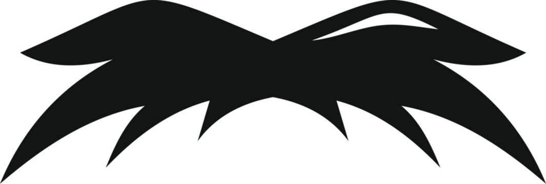 Black mustache silhouette on a white background representing facial hair