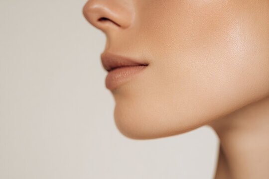 Smooth profile of woman showcasing radiant skin, highlighting na