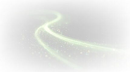 Bright green wavy line with sparkles isolated on transparent background, adds a unique design element to various projects, light overlay, PNG © tanandaa