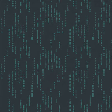 Cyberpunk binary code background, digital matrix data stream vector, teal glowing numbers on dark blue texture, futuristic technology pattern