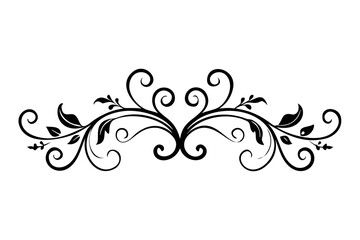 Fototapeta premium Elegant Black Floral Scroll Divider Illustration - Vintage Ornament Border Decoration