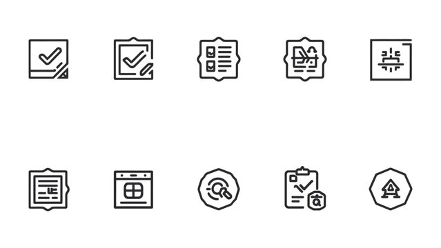 Icon Set: A collection of simple, elegant icons representing various tasks, choices, and processes, perfect for a variety of projects. 