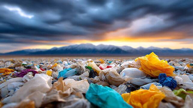 Massive landfill overflowing with trash, visualizing the scale of waste pollution and its impact on land and environment.
