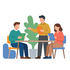 Fototapeta premium Office team meeting in flat vector style.