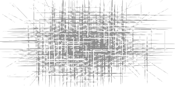 Dense cluster of intersecting lines creating a central abstract focal point