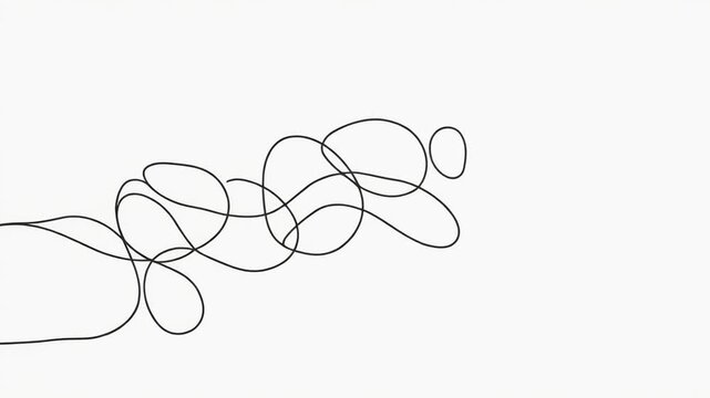 A minimalist image, showcasing a continuous black line that loops and intertwines against white