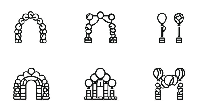 Celebratory Arches: a collection of elegant illustrations that show the essence of festive gatherings and grand entrances. Showcasing a variety of arch designs.